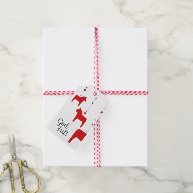God jul! Dala Horse Personalised Gift Tag (With Twine)