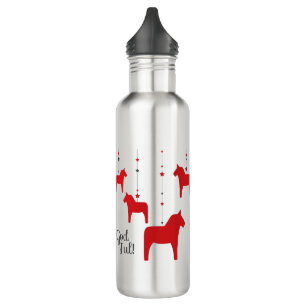 God jul! Dala Horse Stainless Steel Water Bottle