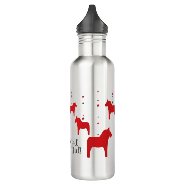God jul! Dala Horse Stainless Steel Water Bottle (Left)