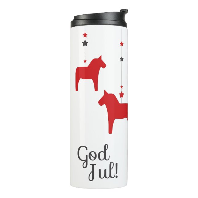God jul! Dala Horse Thermal Tumbler (Rotated Left)