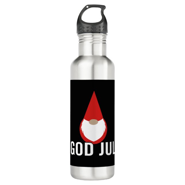 God Jul Gnome Tomte Merry Christmas 710 Ml Water Bottle (Front)