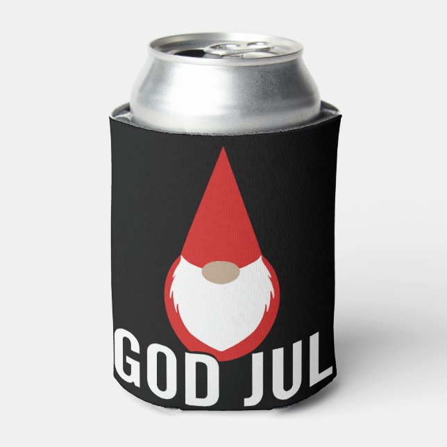 God Jul Gnome Tomte Merry Christmas Can Cooler (Can Front)