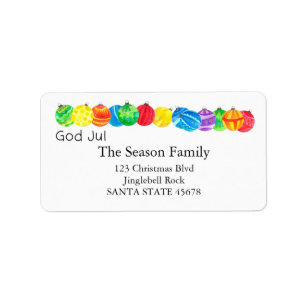 God Jul handpainted watercolor label