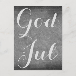 God Jul Merry Christmas Chalkboard Typography Holiday Postcard