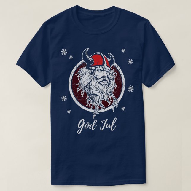 God Jul Merry Christmas Norway Sweden Viking Xmas  T-Shirt (Design Front)