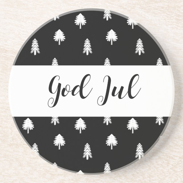 God Jul Merry Christmas Scandinavian pattern gift Coaster (Front)