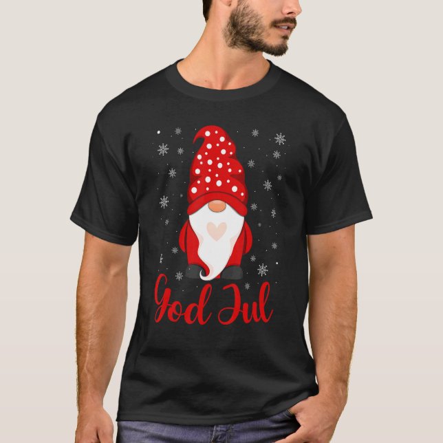 God Jul Norwegian Gnome Merry Christmas Apparel T-Shirt (Front)