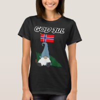 God Jul Norwegian Gnome Merry Christmas Norway Tee