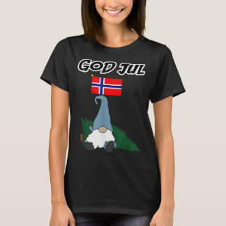 God Jul Norwegian Gnome Merry Christmas Norway Tee