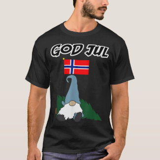 God Jul Norwegian Gnome Merry Christmas Norway Tee