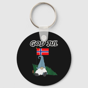 God Jul Norwegian Gnome Merry Christmas Norway Tee Key Ring