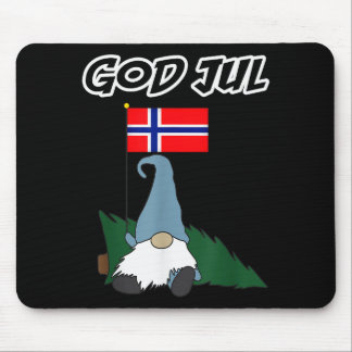 God Jul Norwegian Gnome Merry Christmas Norway Tee Mouse Mat