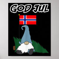 God Jul Norwegian Gnome Merry Christmas Norway Tee