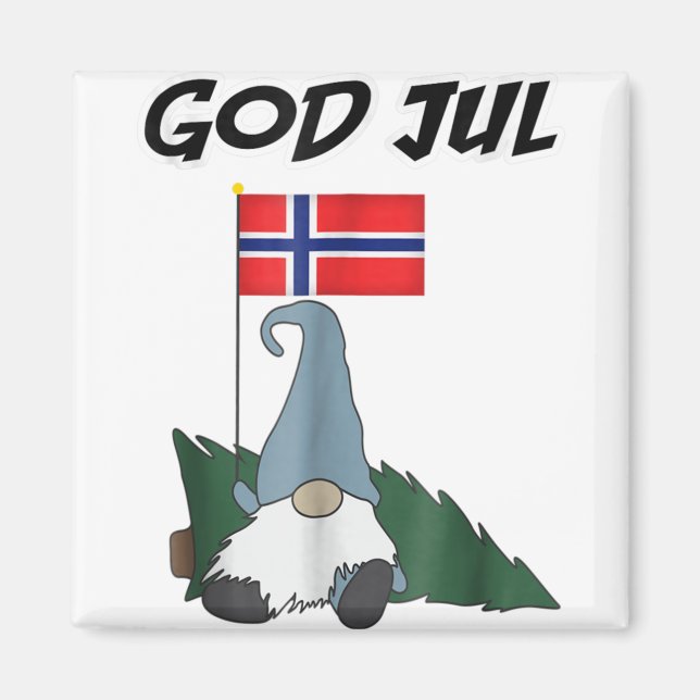 God jul norwegian gnome t merry christmas norway.p magnet (Front)