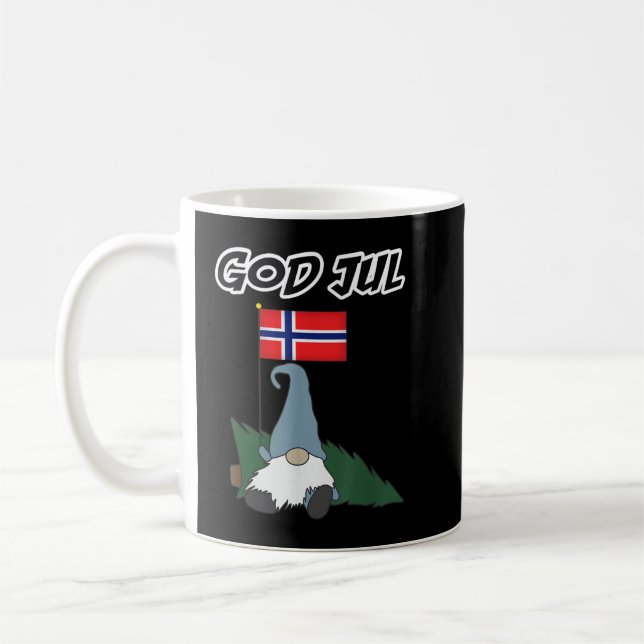 God Jul Norwegian Gnome Tshirt Merry Christmas Nor Coffee Mug (Left)