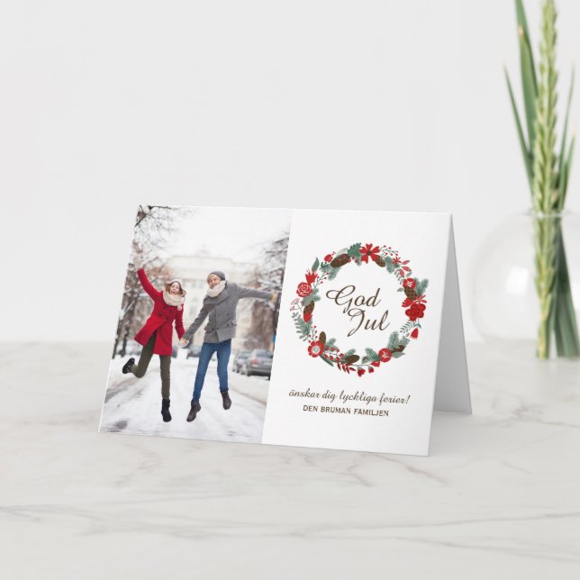 God Jul Photo Greeting Card (Front)