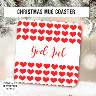 God Jul Scandinavian Christmas gift for friend mum Coaster