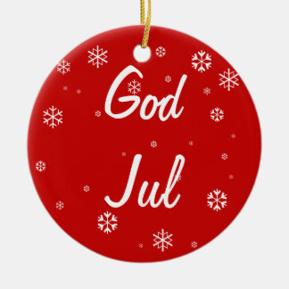 God Jul Snowflakes Ceramic Tree Decoration