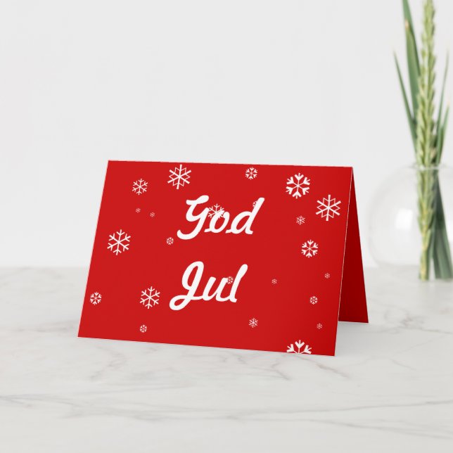 God Jul Snowflakes Holiday Card (Front)