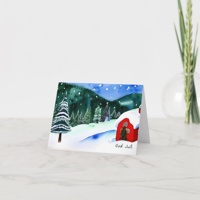 God Jul, Swedish Christmas  Card (Front)
