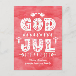 God Jul Swedish Christmas Card Scandi Style Script