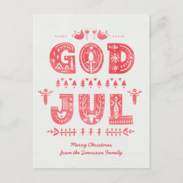 God Jul Swedish Christmas Card Scandi Style Script