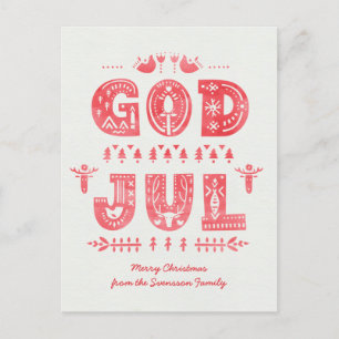 God Jul Swedish Christmas Card Scandi Style Script