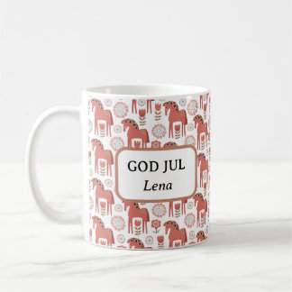 God Jul Swedish Christmas Dala Horse Coffee Mug