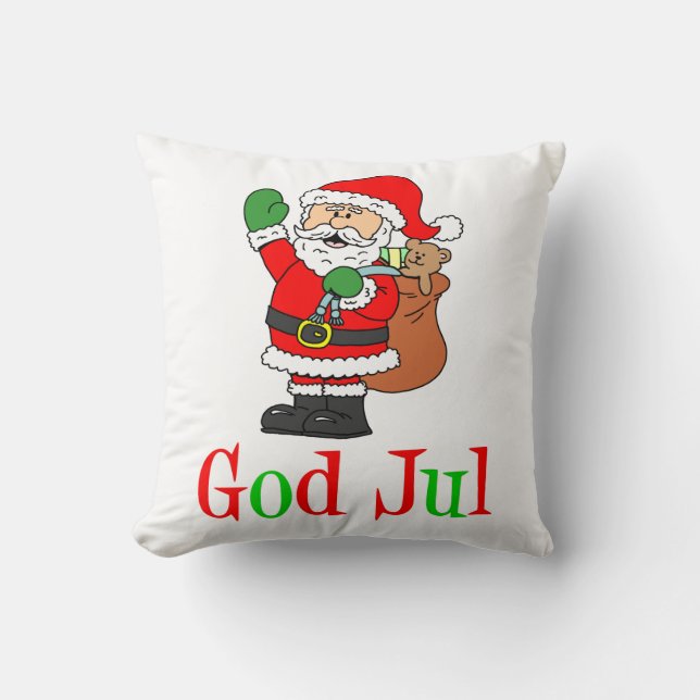 God Jul Swedish Christmas Santa Cushion (Front)