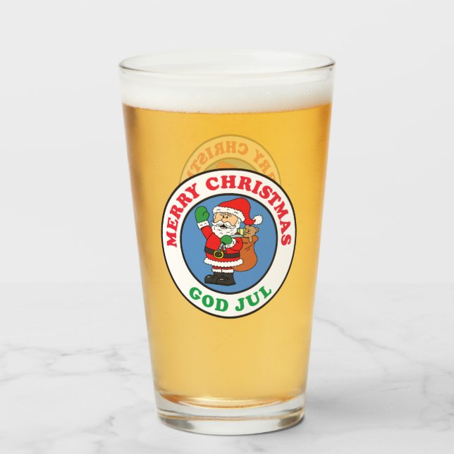 God Jul Swedish Christmas Santa Glass (Front Filled)
