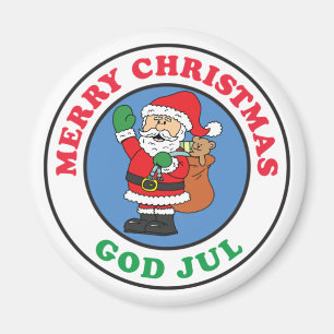 God Jul Swedish Christmas Santa Magnet