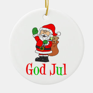 God Jul Swedish Christmas Santa Ornament