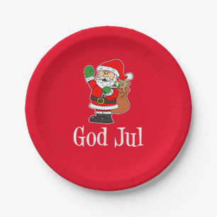 God Jul Swedish Christmas Santa Paper Plate
