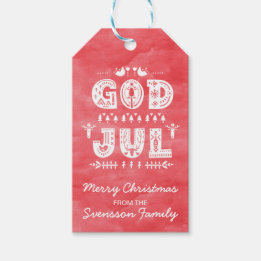 God Jul Swedish Christmas Traditional  Gift Tags