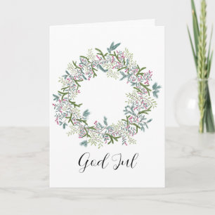 God Jul, Swedish Christmas Wreath Holiday Card