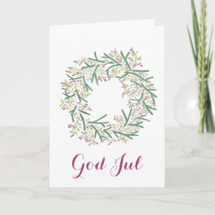 God Jul, Swedish Christmas Wreath Holiday Card