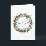 God Jul, Swedish Christmas Wreath Holiday Card<br><div class="desc">Christmas wreath with holly and berries, handpainted watercolor Make your holiday mail stand out from the traditional cards with this vintage handpainted watercolor Christmas banner. Merry Christmas! Surprise your nearest and dearest, your friends, co-workers, neighbours or even your boss with a special card. Many different designs available: from a modern...</div>