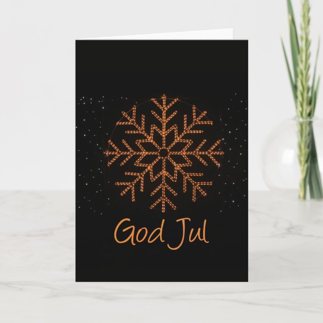 God Jul  Swedish   Crystal Lights Holiday Card (Front)