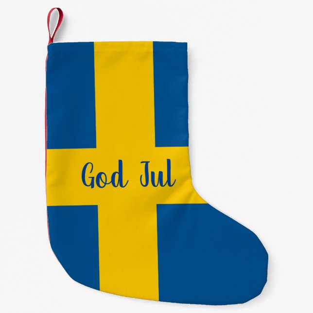 God Jul Swedish flag of Sweden Christmas stocking (Front)