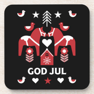 God Jul Swedish Folk Art Coaster