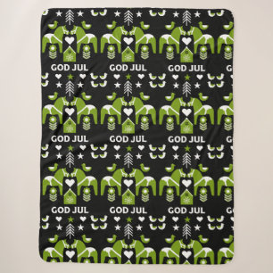 God Jul Swedish Folk Art Sherpa Blanket