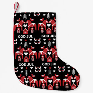 God Jul Swedish Folk Art    Small Christmas Stocking