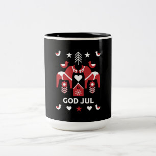 God Jul Swedish Folk Art Two-Tone Coffee Mug
