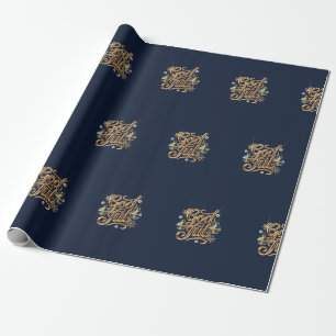 God Jul Swedish Gold Christmas Wrapping Paper