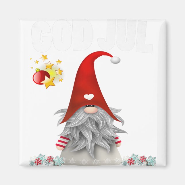God jul swedish merry christmas sweden tomte gnome magnet (Front)