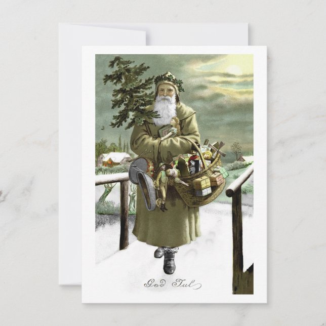 God Jul Swedish Santa Holiday Card (Front)