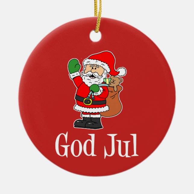 God Jul Swedish Santa Ornament (Front)