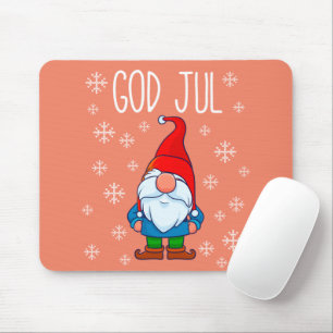 God Jul, Swedish Tomte Gnome, Scandinavian Merry Mouse Mat