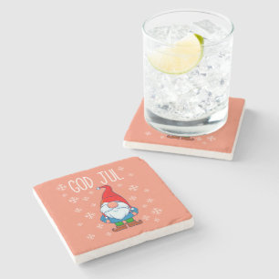 God Jul, Swedish Tomte Gnome, Scandinavian Merry Stone Coaster