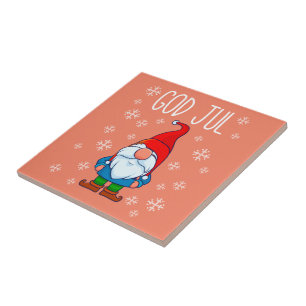 God Jul, Swedish Tomte Gnome, Scandinavian Merry Tile